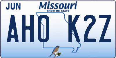 MO license plate AH0K2Z