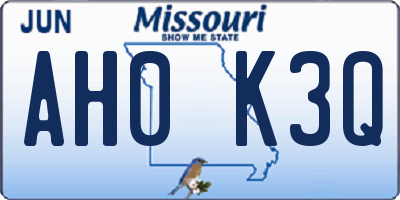 MO license plate AH0K3Q