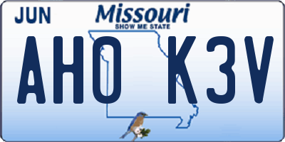 MO license plate AH0K3V