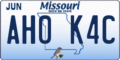 MO license plate AH0K4C