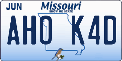 MO license plate AH0K4D