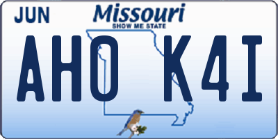 MO license plate AH0K4I