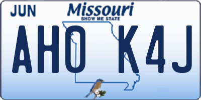MO license plate AH0K4J