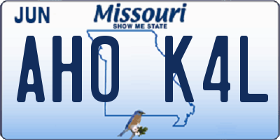 MO license plate AH0K4L