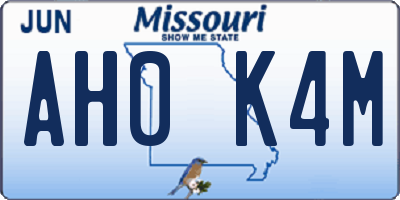 MO license plate AH0K4M