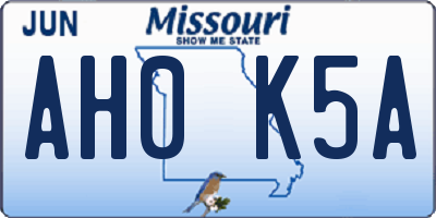 MO license plate AH0K5A
