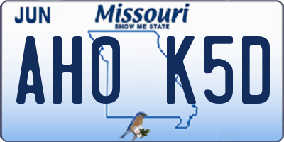 MO license plate AH0K5D