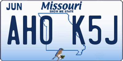 MO license plate AH0K5J