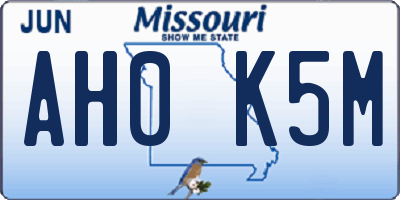 MO license plate AH0K5M