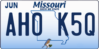 MO license plate AH0K5Q