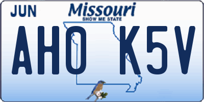 MO license plate AH0K5V