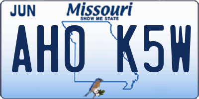 MO license plate AH0K5W