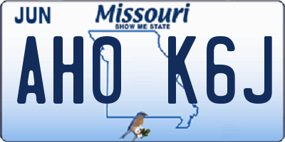 MO license plate AH0K6J