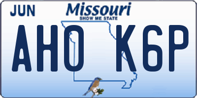 MO license plate AH0K6P