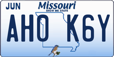 MO license plate AH0K6Y