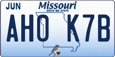 MO license plate AH0K7B