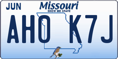 MO license plate AH0K7J