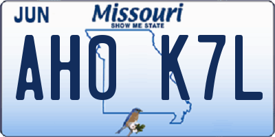 MO license plate AH0K7L
