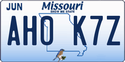 MO license plate AH0K7Z