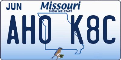MO license plate AH0K8C