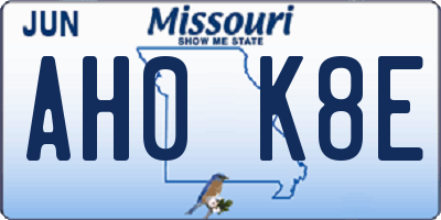 MO license plate AH0K8E