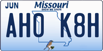 MO license plate AH0K8H