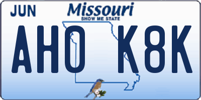 MO license plate AH0K8K