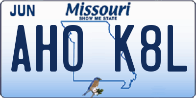 MO license plate AH0K8L