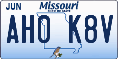 MO license plate AH0K8V