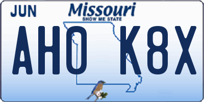 MO license plate AH0K8X