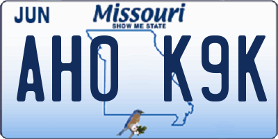MO license plate AH0K9K
