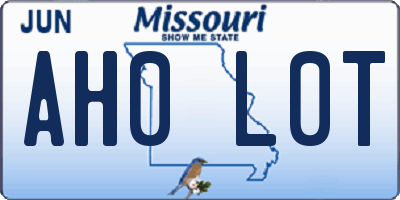 MO license plate AH0L0T
