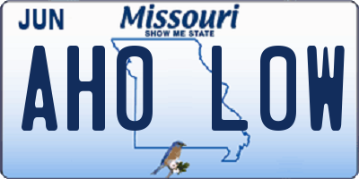 MO license plate AH0L0W