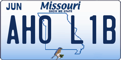 MO license plate AH0L1B