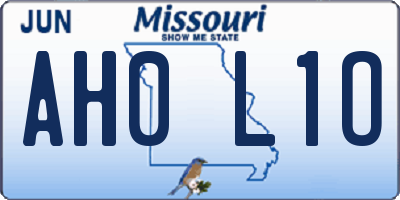 MO license plate AH0L1O