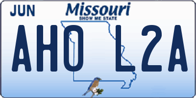 MO license plate AH0L2A