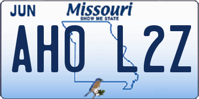 MO license plate AH0L2Z