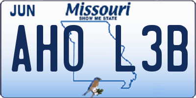 MO license plate AH0L3B