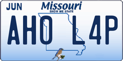 MO license plate AH0L4P