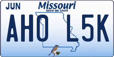 MO license plate AH0L5K