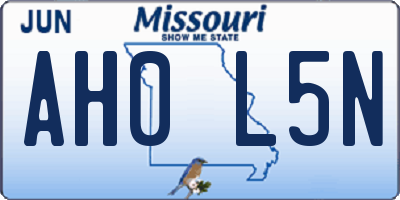 MO license plate AH0L5N