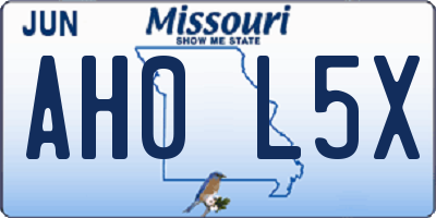 MO license plate AH0L5X