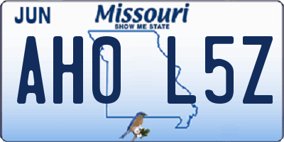 MO license plate AH0L5Z