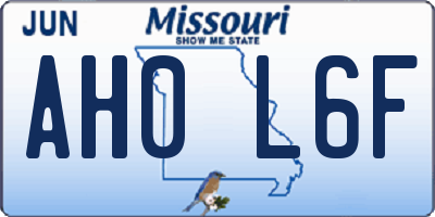 MO license plate AH0L6F