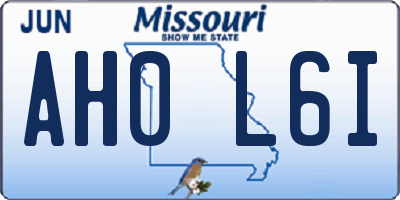 MO license plate AH0L6I