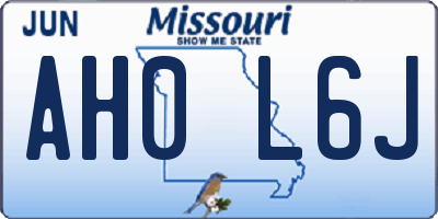 MO license plate AH0L6J