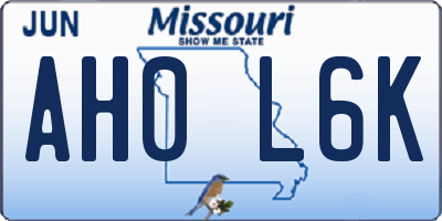 MO license plate AH0L6K