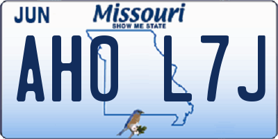 MO license plate AH0L7J