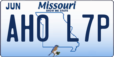 MO license plate AH0L7P