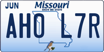 MO license plate AH0L7R